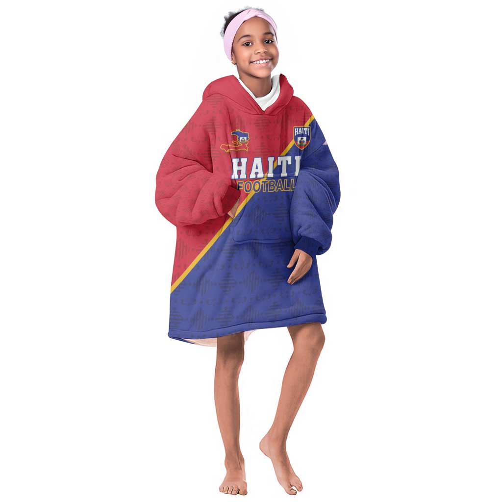 Custom Afro Haiti Football Kid Wearable Blanket Hoodie Les Grenadiers - African Pride