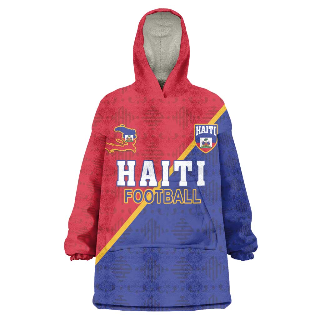 Custom Afro Haiti Football Kid Wearable Blanket Hoodie Les Grenadiers - African Pride