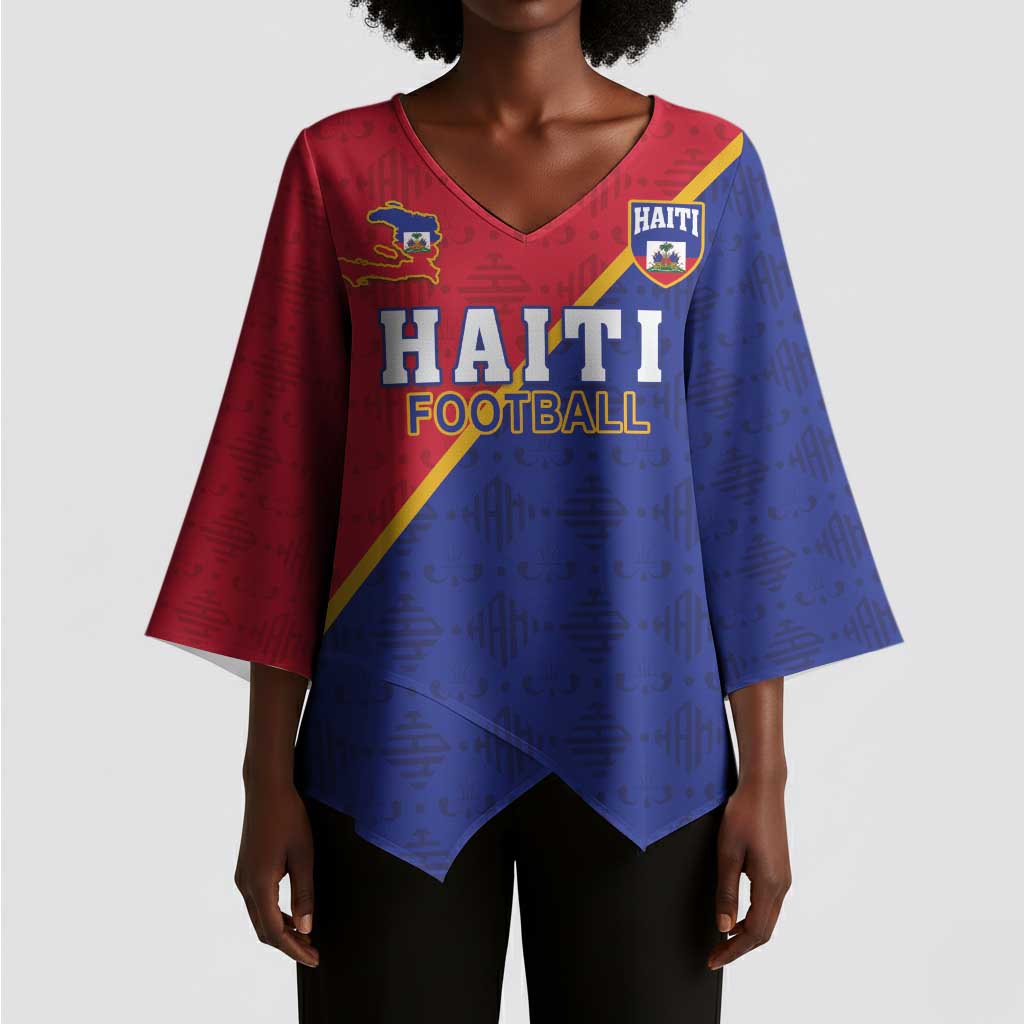 Custom Afro Haiti Football Kimono Sleeve Blouse Les Grenadiers
