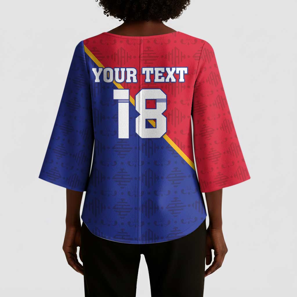 Custom Afro Haiti Football Kimono Sleeve Blouse Les Grenadiers