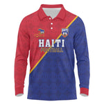 Custom Afro Haiti Football Long Sleeve Polo Shirt Les Grenadiers - African Pride