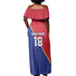 Custom Afro Haiti Football Off Shoulder Maxi Dress Les Grenadiers - African Pride