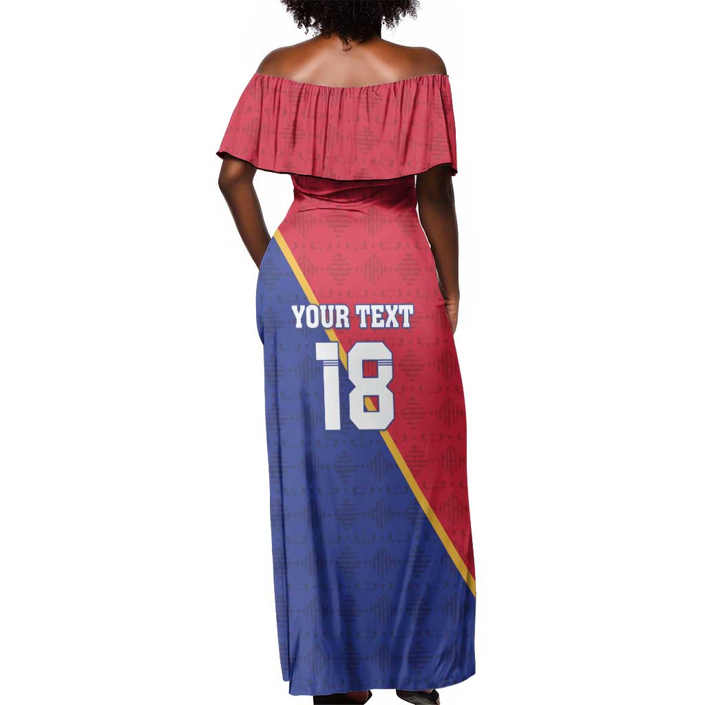 Custom Afro Haiti Football Off Shoulder Maxi Dress Les Grenadiers - African Pride