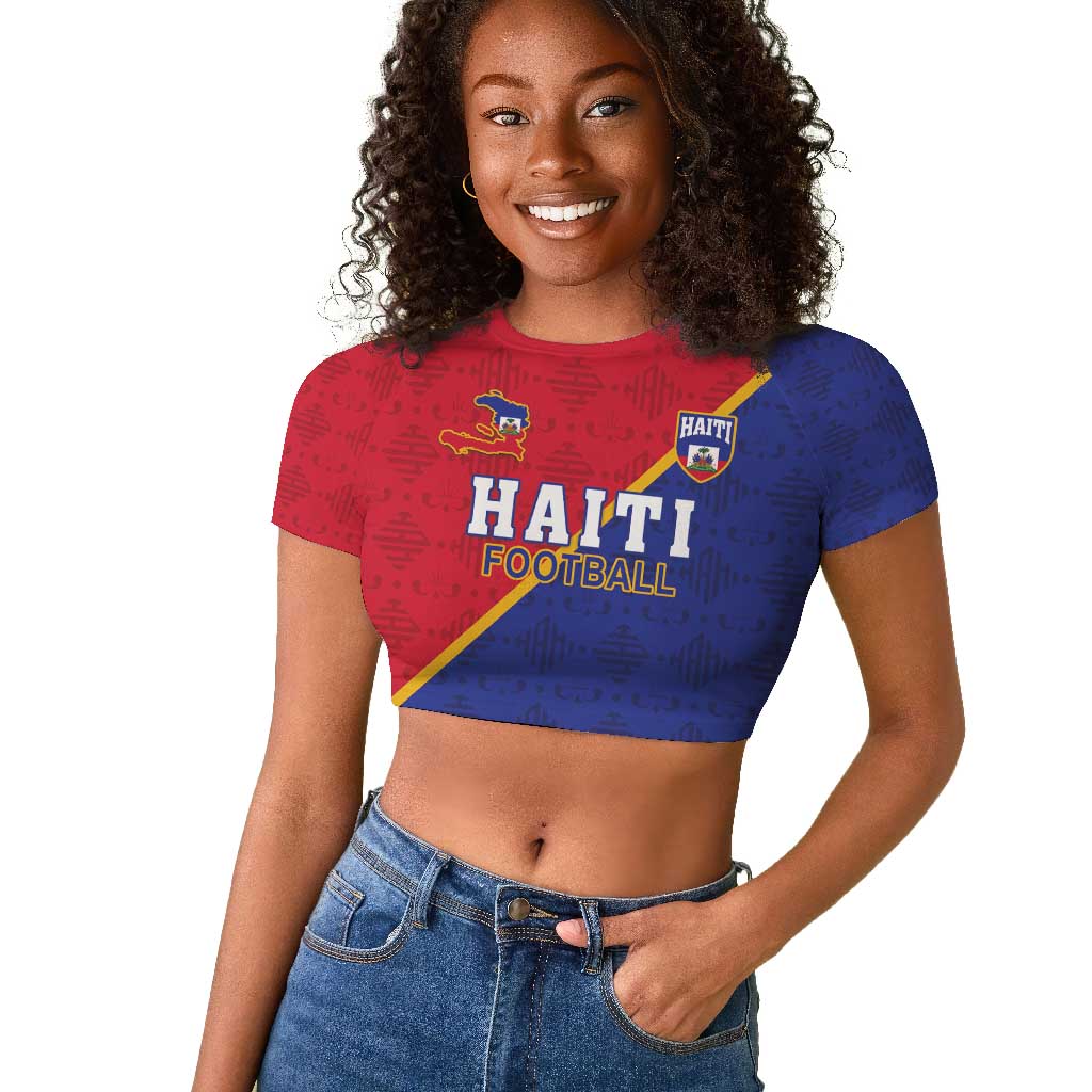 Custom Afro Haiti Football Raglan Cropped T shirt Les Grenadiers - African Pride