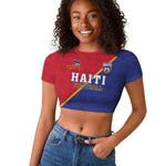 Custom Afro Haiti Football Raglan Cropped T shirt Les Grenadiers - African Pride