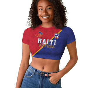 Custom Afro Haiti Football Raglan Cropped T shirt Les Grenadiers - African Pride