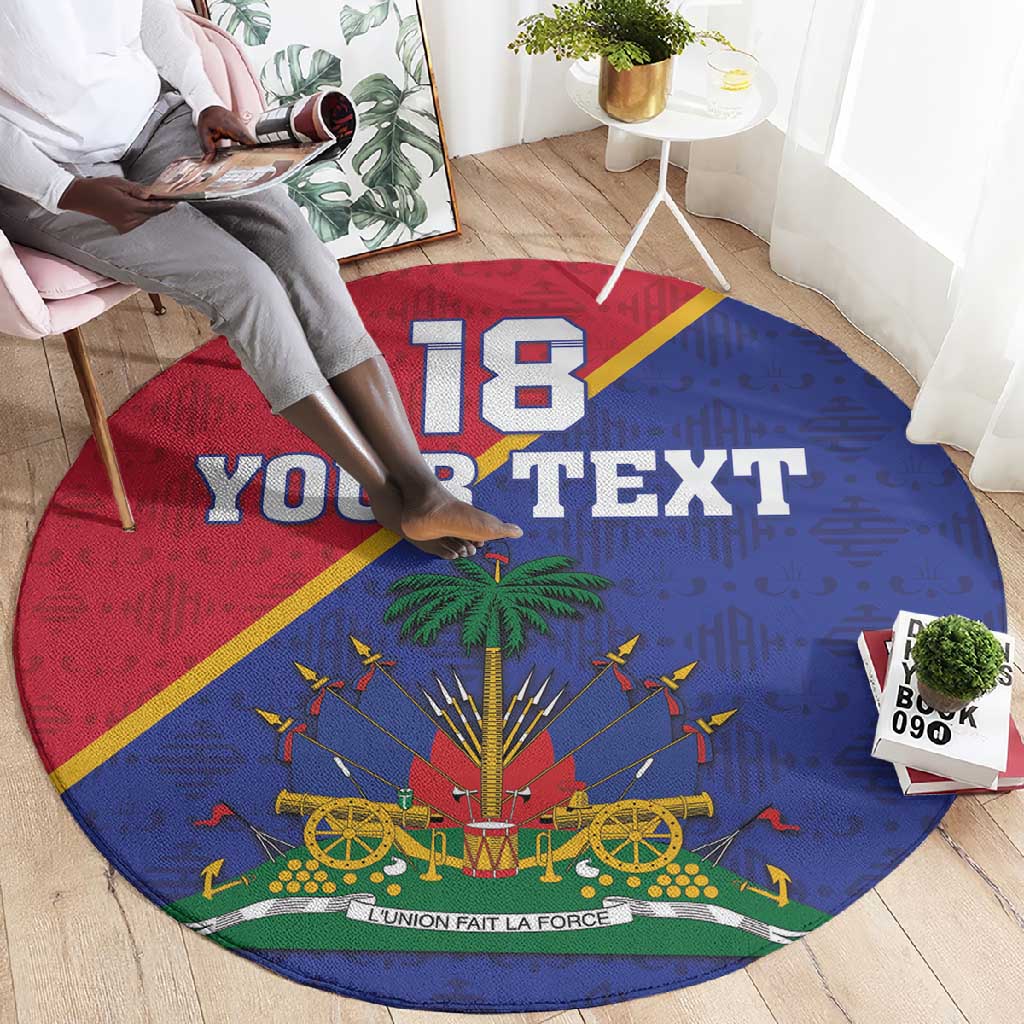 Custom Afro Haiti Football Round Carpet Les Grenadiers - African Pride