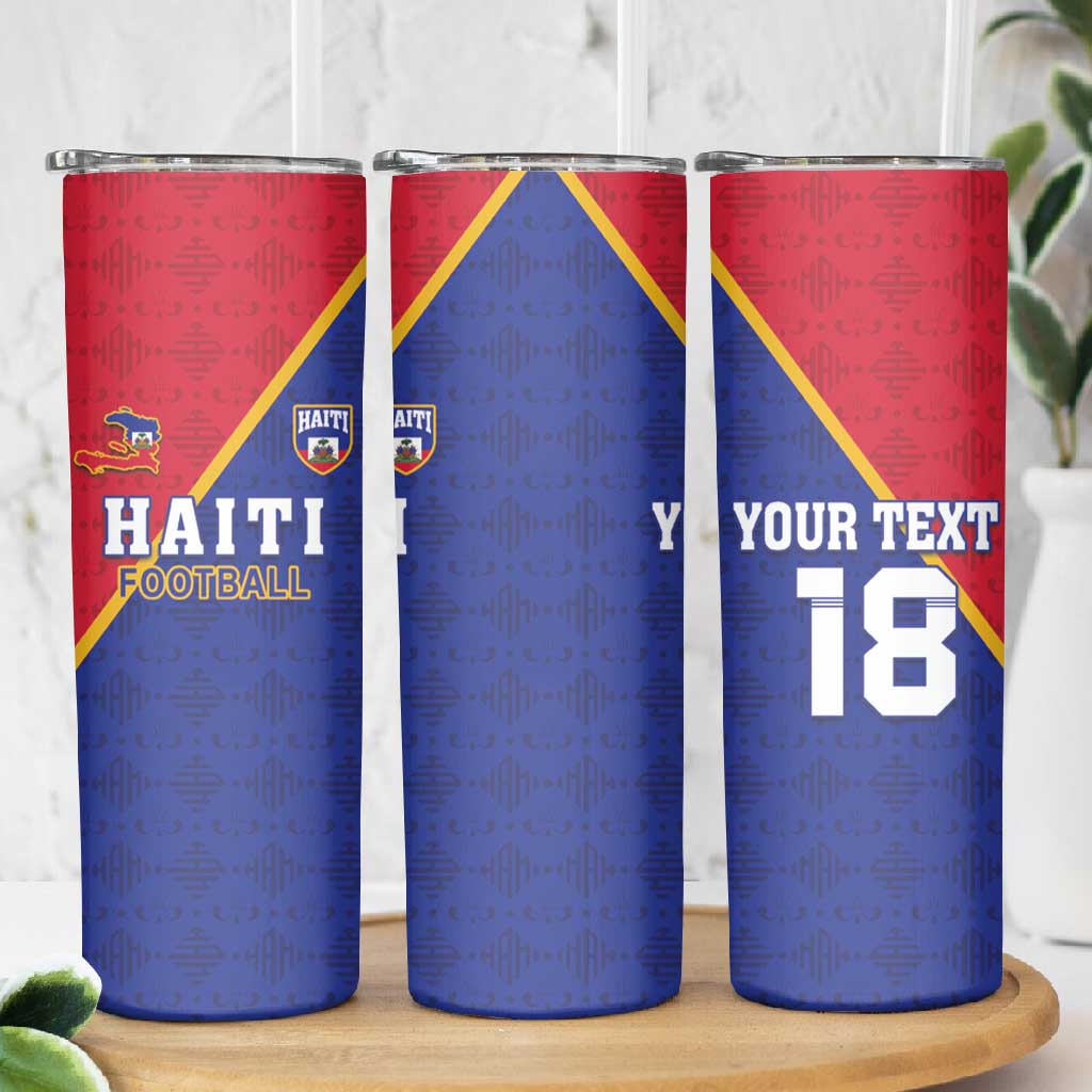 Custom Afro Haiti Football Skinny Tumbler Les Grenadiers - African Pride