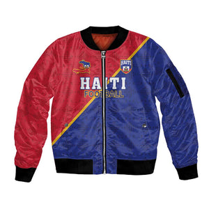 Custom Afro Haiti Football Sleeve Zip Bomber Jacket Les Grenadiers - African Pride