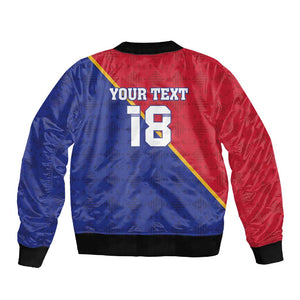 Custom Afro Haiti Football Sleeve Zip Bomber Jacket Les Grenadiers - African Pride