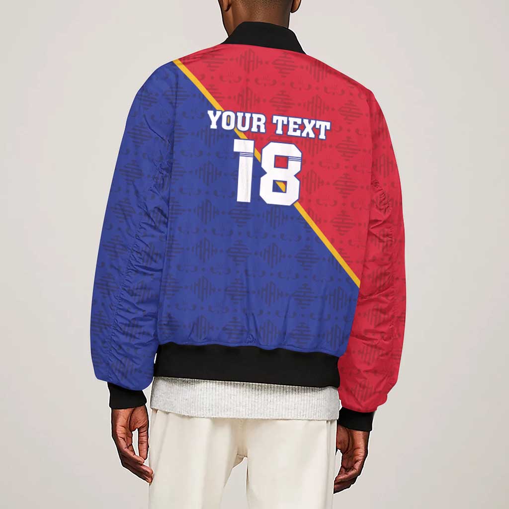 Custom Afro Haiti Football Sleeve Zip Bomber Jacket Les Grenadiers - African Pride
