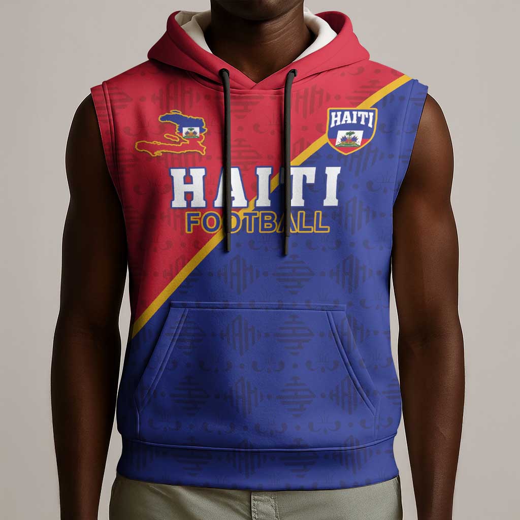 Custom Afro Haiti Football Sleeveless Hoodie Les Grenadiers - African Pride