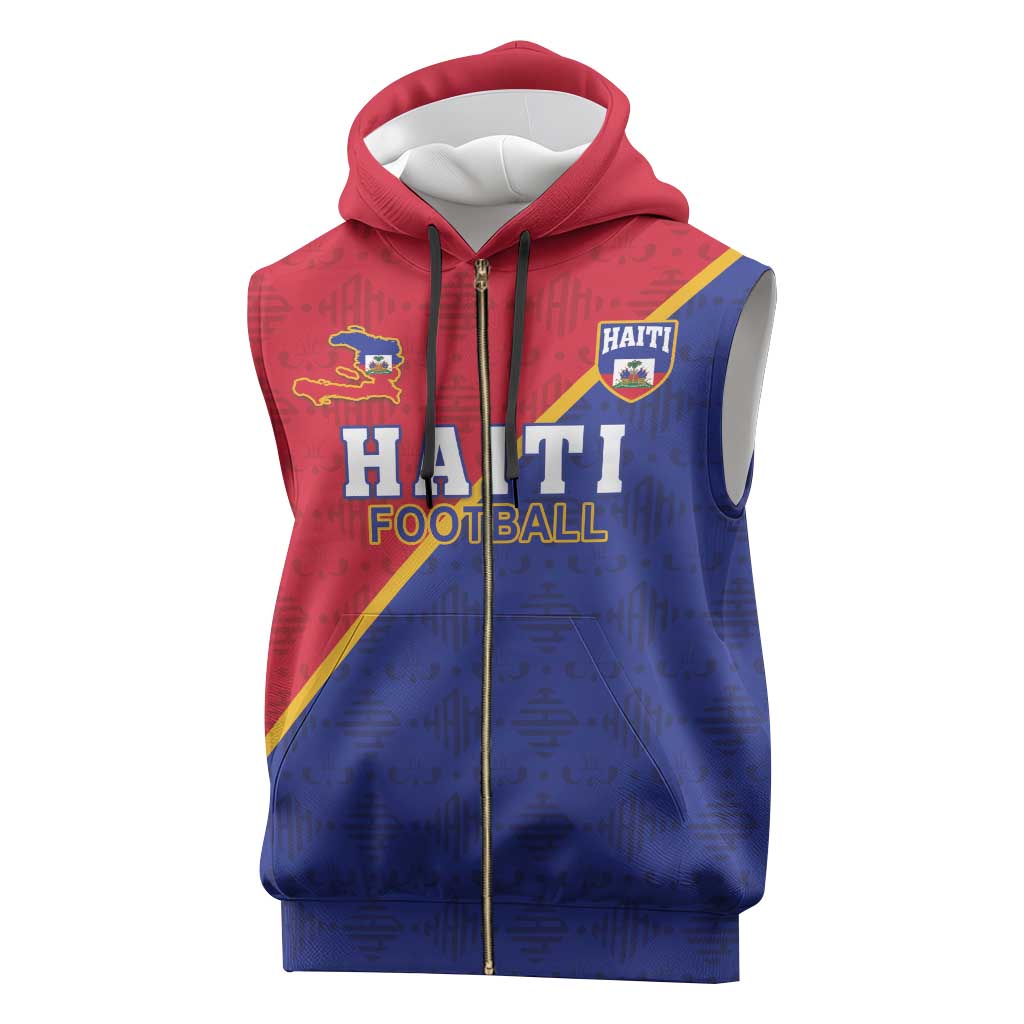 Custom Afro Haiti Football Sleeveless Zip Hoodie Les Grenadiers - African Pride