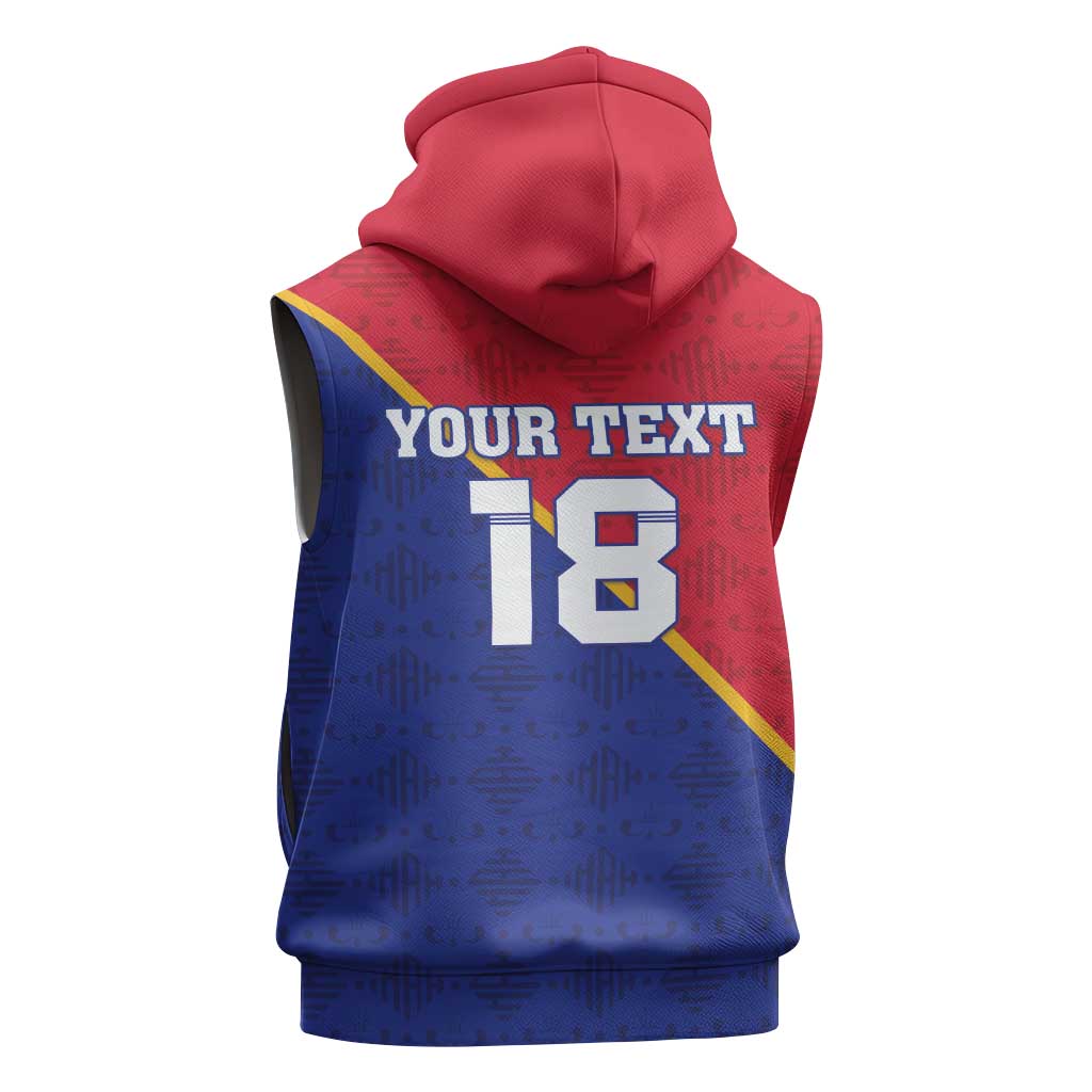 Custom Afro Haiti Football Sleeveless Zip Hoodie Les Grenadiers - African Pride