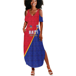 Custom Afro Haiti Football Summer Maxi Dress Les Grenadiers - African Pride