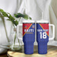 Custom Afro Haiti Football Tumbler With Handle Les Grenadiers - African Pride
