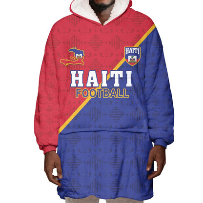 Custom Afro Haiti Football Wearable Blanket Hoodie Les Grenadiers - African Pride