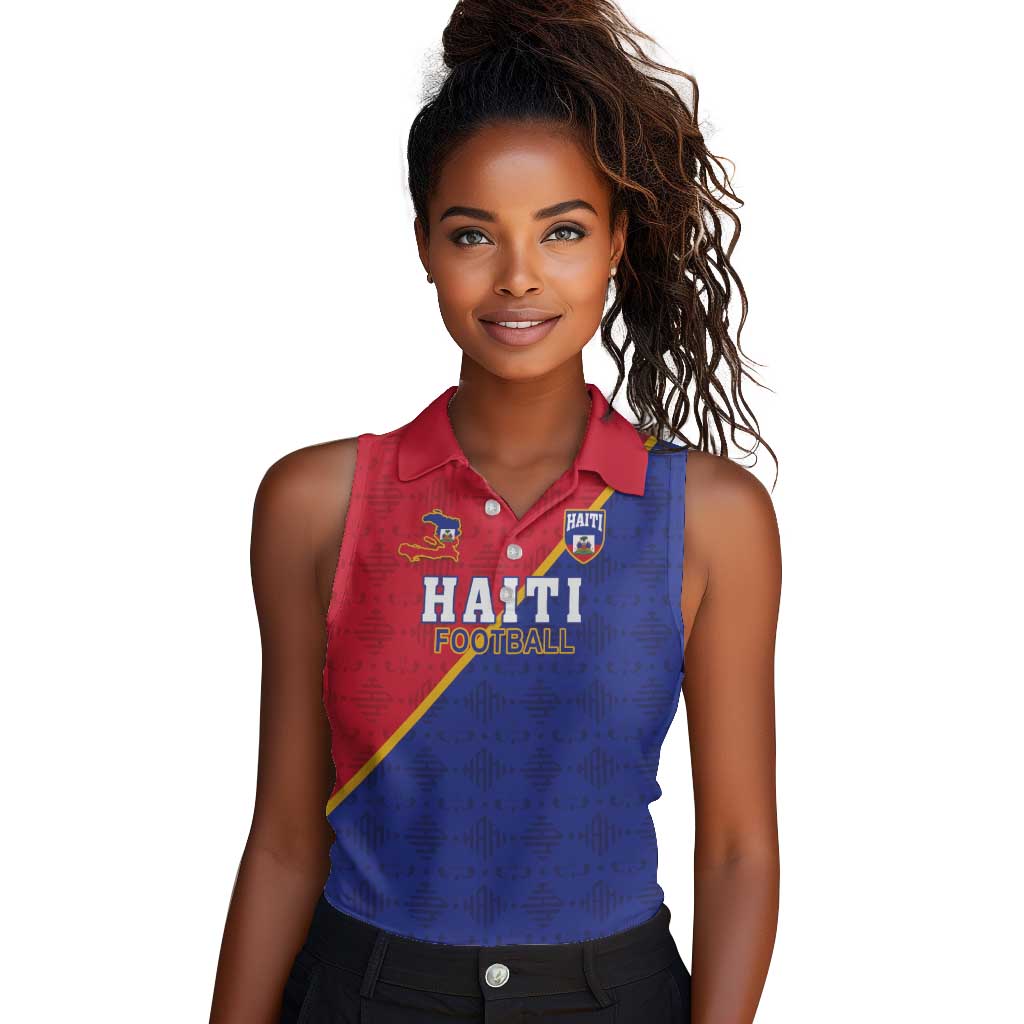 Custom Afro Haiti Football Women Sleeveless Polo Shirt Les Grenadiers - African Pride