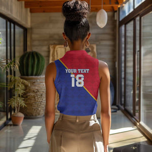 Custom Afro Haiti Football Women Sleeveless Polo Shirt Les Grenadiers - African Pride