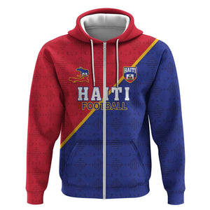 Custom Afro Haiti Football Zip Hoodie Les Grenadiers - African Pride