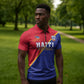 Custom Afro Haiti Football Zipper Polo Shirt Les Grenadiers