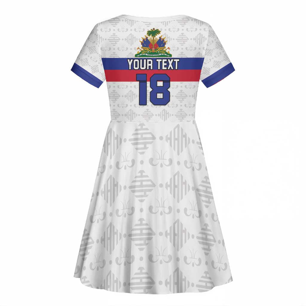 Custom Afro Haiti Football Kid Short Sleeve Dress Ekip Foutbol Ayiti - African Pride