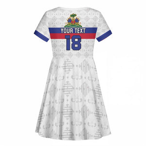 Custom Afro Haiti Football Kid Short Sleeve Dress Ekip Foutbol Ayiti - African Pride