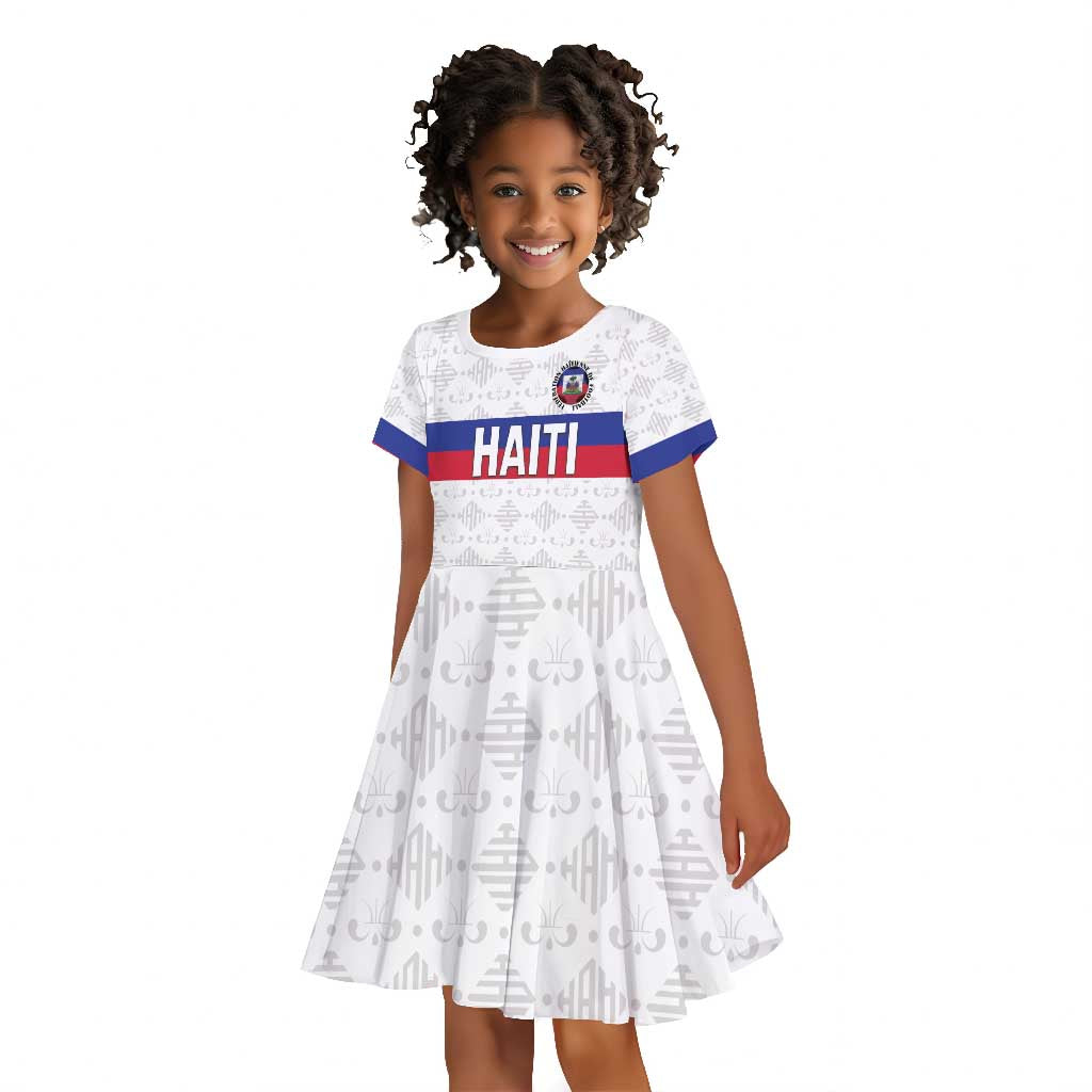 Custom Afro Haiti Football Kid Short Sleeve Dress Ekip Foutbol Ayiti - African Pride