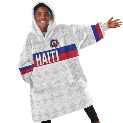 Custom Afro Haiti Football Kid Wearable Blanket Hoodie Ekip Foutbol Ayiti - African Pride