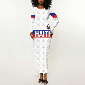 Custom Afro Haiti Football Long Sleeve Bodycon Dress Ekip Foutbol Ayiti - African Pride