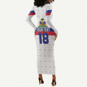 Custom Afro Haiti Football Long Sleeve Bodycon Dress Ekip Foutbol Ayiti - African Pride