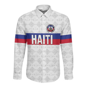 Custom Afro Haiti Football Long Sleeve Button Shirt Ekip Foutbol Ayiti - African Pride