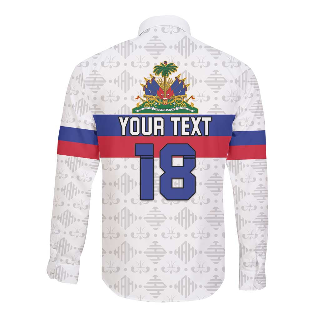 Custom Afro Haiti Football Long Sleeve Button Shirt Ekip Foutbol Ayiti - African Pride