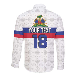 Custom Afro Haiti Football Long Sleeve Button Shirt Ekip Foutbol Ayiti - African Pride