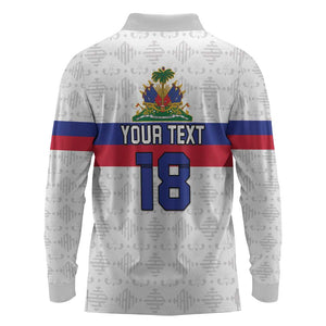 Custom Afro Haiti Football Long Sleeve Polo Shirt Ekip Foutbol Ayiti - African Pride