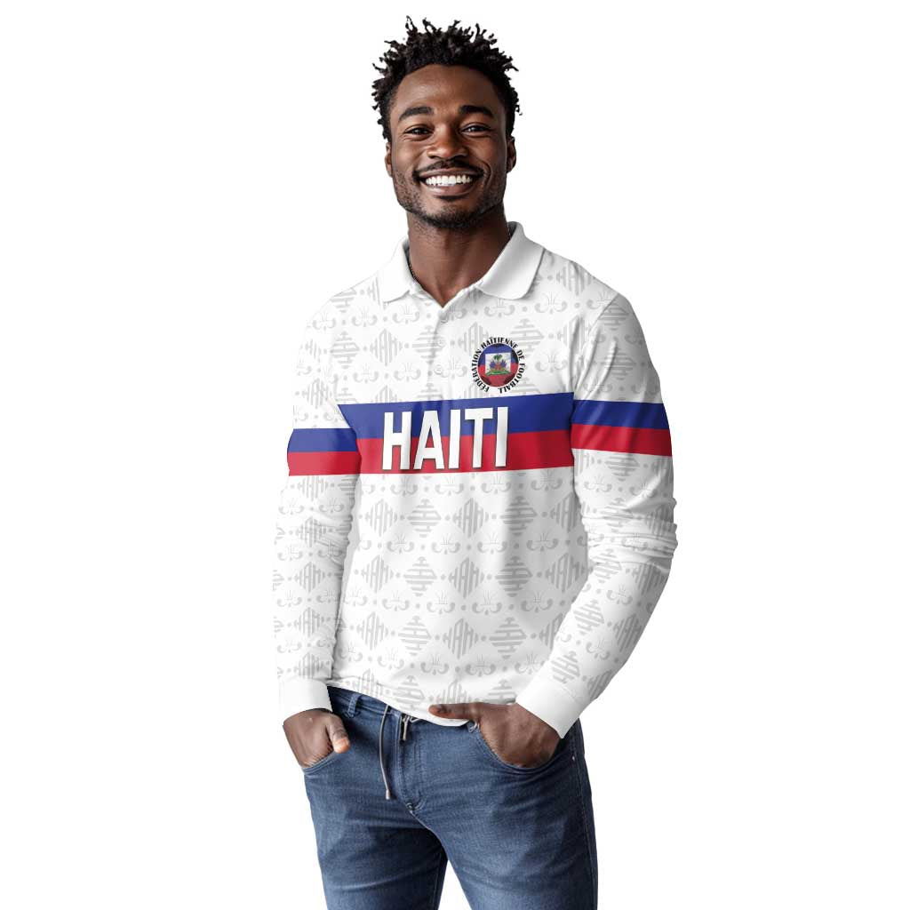 Custom Afro Haiti Football Long Sleeve Polo Shirt Ekip Foutbol Ayiti - African Pride