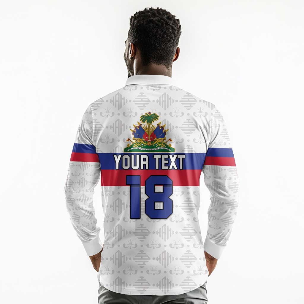 Custom Afro Haiti Football Long Sleeve Polo Shirt Ekip Foutbol Ayiti - African Pride