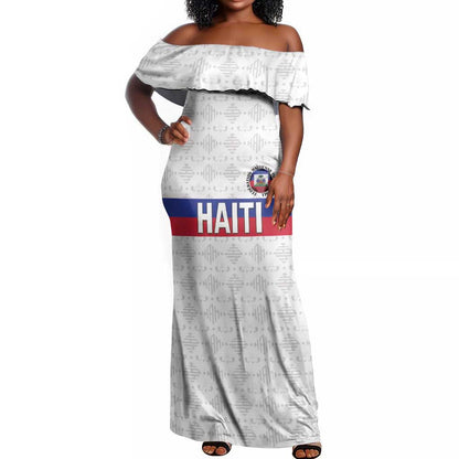 Custom Afro Haiti Football Off Shoulder Maxi Dress Ekip Foutbol Ayiti - African Pride