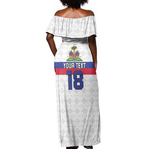 Custom Afro Haiti Football Off Shoulder Maxi Dress Ekip Foutbol Ayiti - African Pride