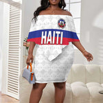 Custom Afro Haiti Football Off Shoulder Short Dress Ekip Foutbol Ayiti - African Pride