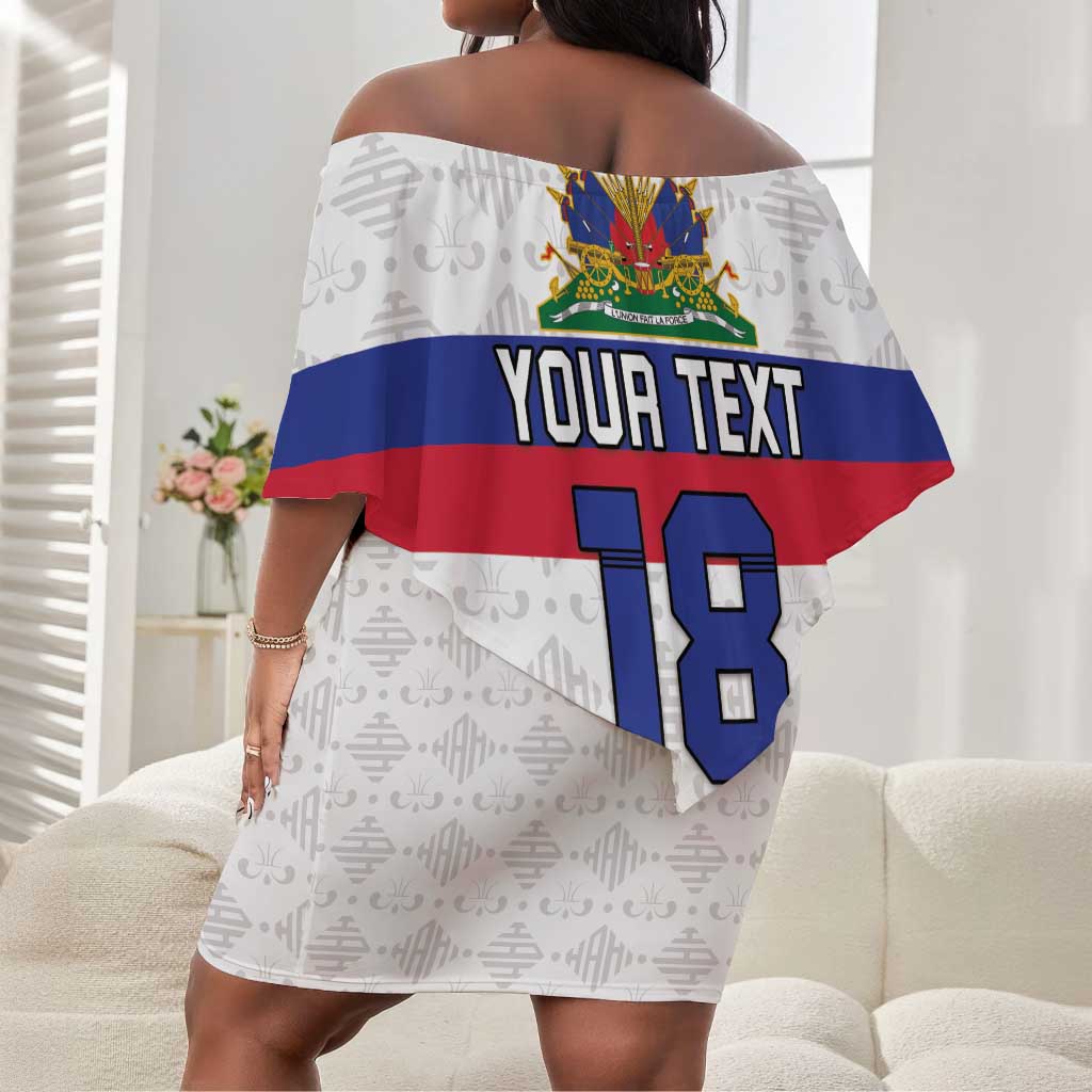 Custom Afro Haiti Football Off Shoulder Short Dress Ekip Foutbol Ayiti - African Pride