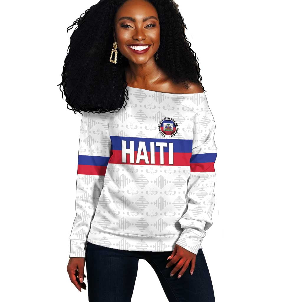Custom Afro Haiti Football Off Shoulder Sweater Ekip Foutbol Ayiti - African Pride