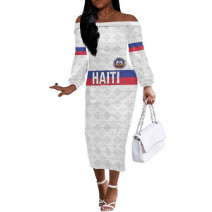 Custom Afro Haiti Football Off The Shoulder Long Sleeve Dress Ekip Foutbol Ayiti - African Pride