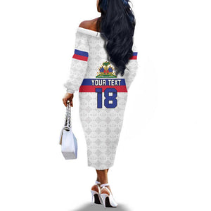 Custom Afro Haiti Football Off The Shoulder Long Sleeve Dress Ekip Foutbol Ayiti - African Pride