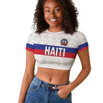 Custom Afro Haiti Football Raglan Cropped T shirt Ekip Foutbol Ayiti - African Pride