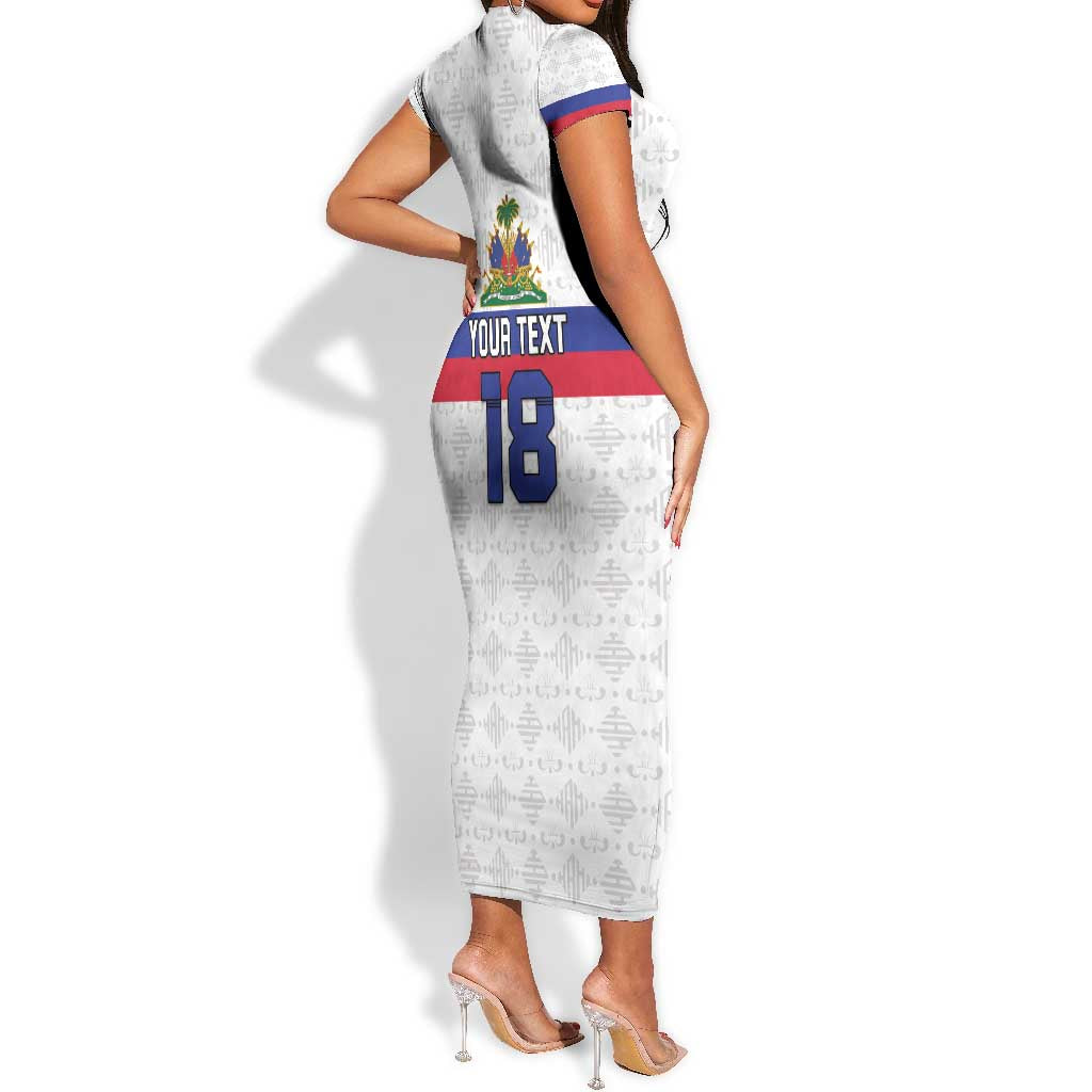 Custom Afro Haiti Football Short Sleeve Bodycon Dress Ekip Foutbol Ayiti - African Pride