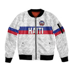 Custom Afro Haiti Football Sleeve Zip Bomber Jacket Ekip Foutbol Ayiti - African Pride