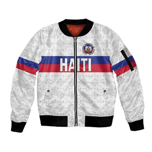 Custom Afro Haiti Football Sleeve Zip Bomber Jacket Ekip Foutbol Ayiti - African Pride