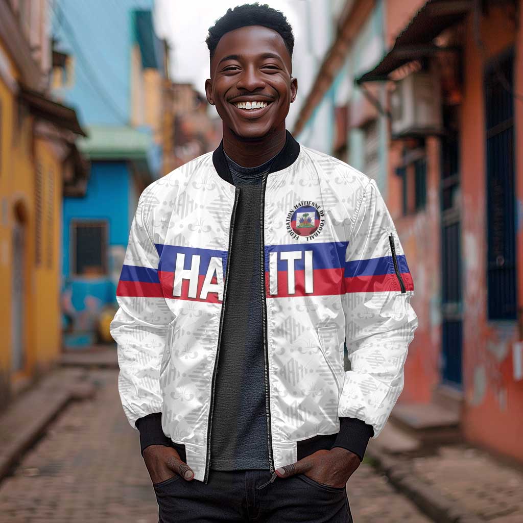 Custom Afro Haiti Football Sleeve Zip Bomber Jacket Ekip Foutbol Ayiti - African Pride