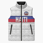 Custom Afro Haiti Football Sleeveless Puffer Jacket Ekip Foutbol Ayiti